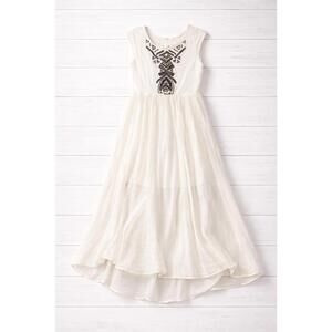 Free People Maxi Dress Embroidered Cotton Ivory Medium Boho Festival